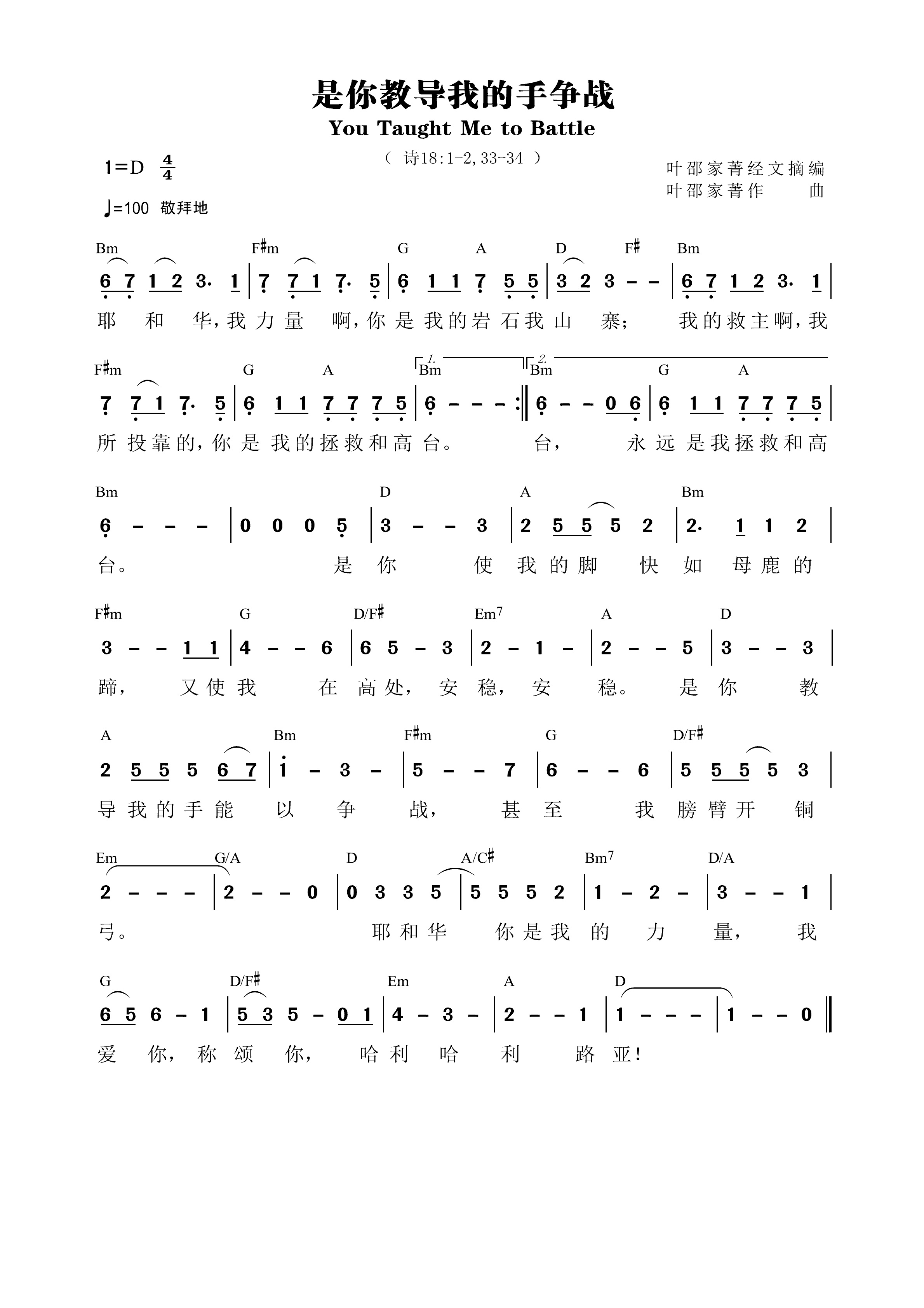 是你教导我的手争战